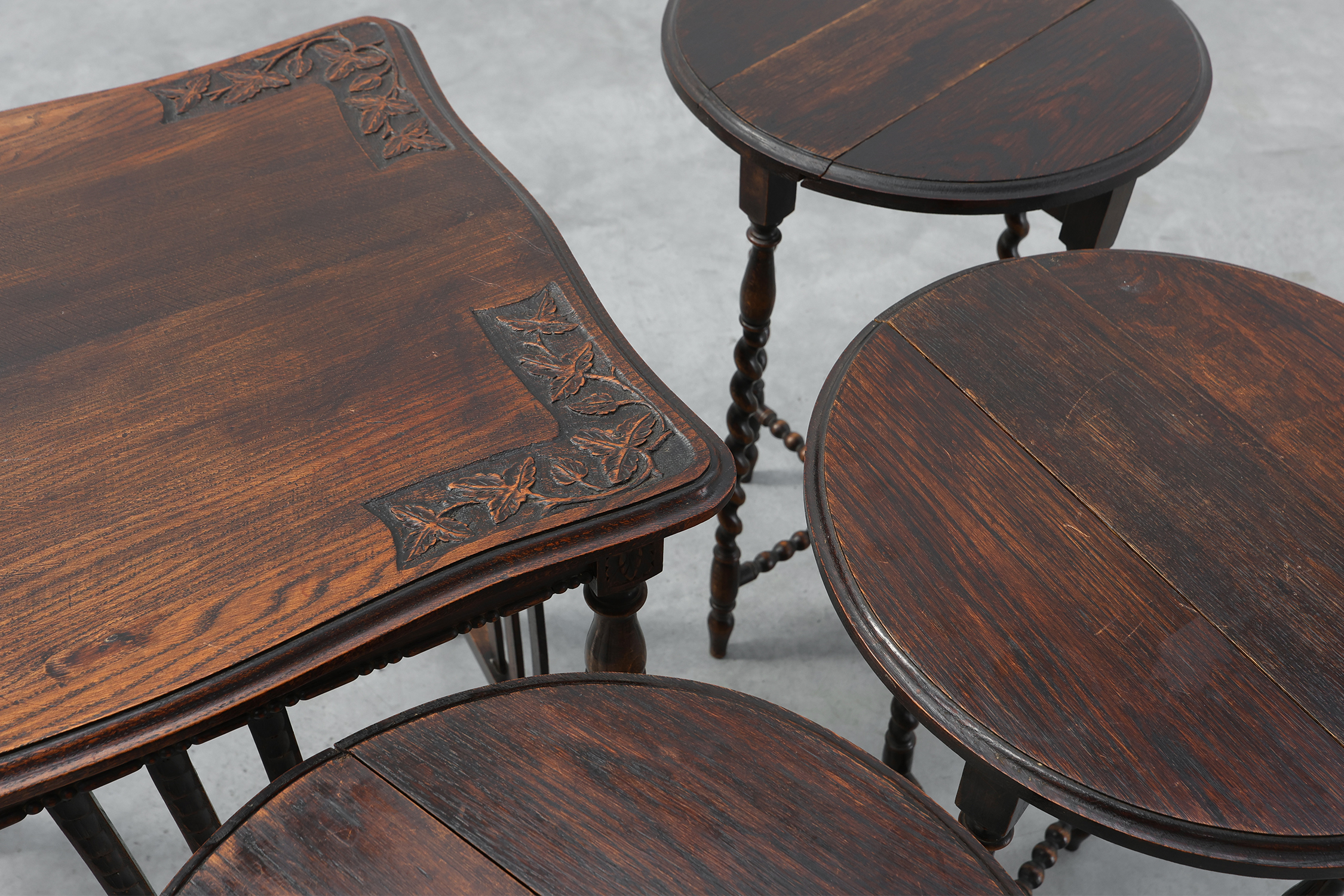 Set of Four Oak Barley Twist Nesting Tables, England, circa 1900thumbnail